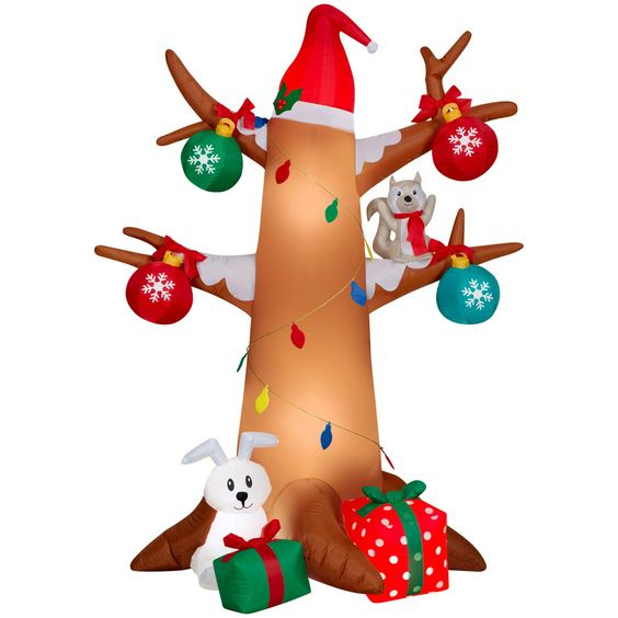 Winter Tree with Woodland Animals Christmas inflatable